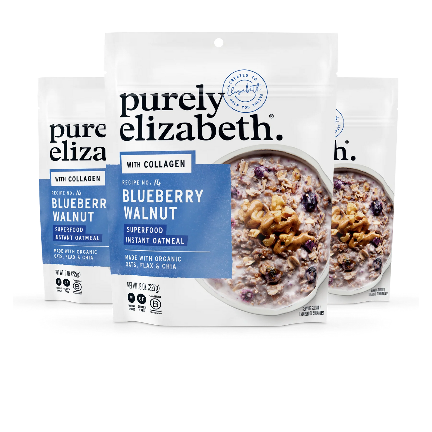 Blueberry Walnut Superfood Oatmeal Pouch with Collagen