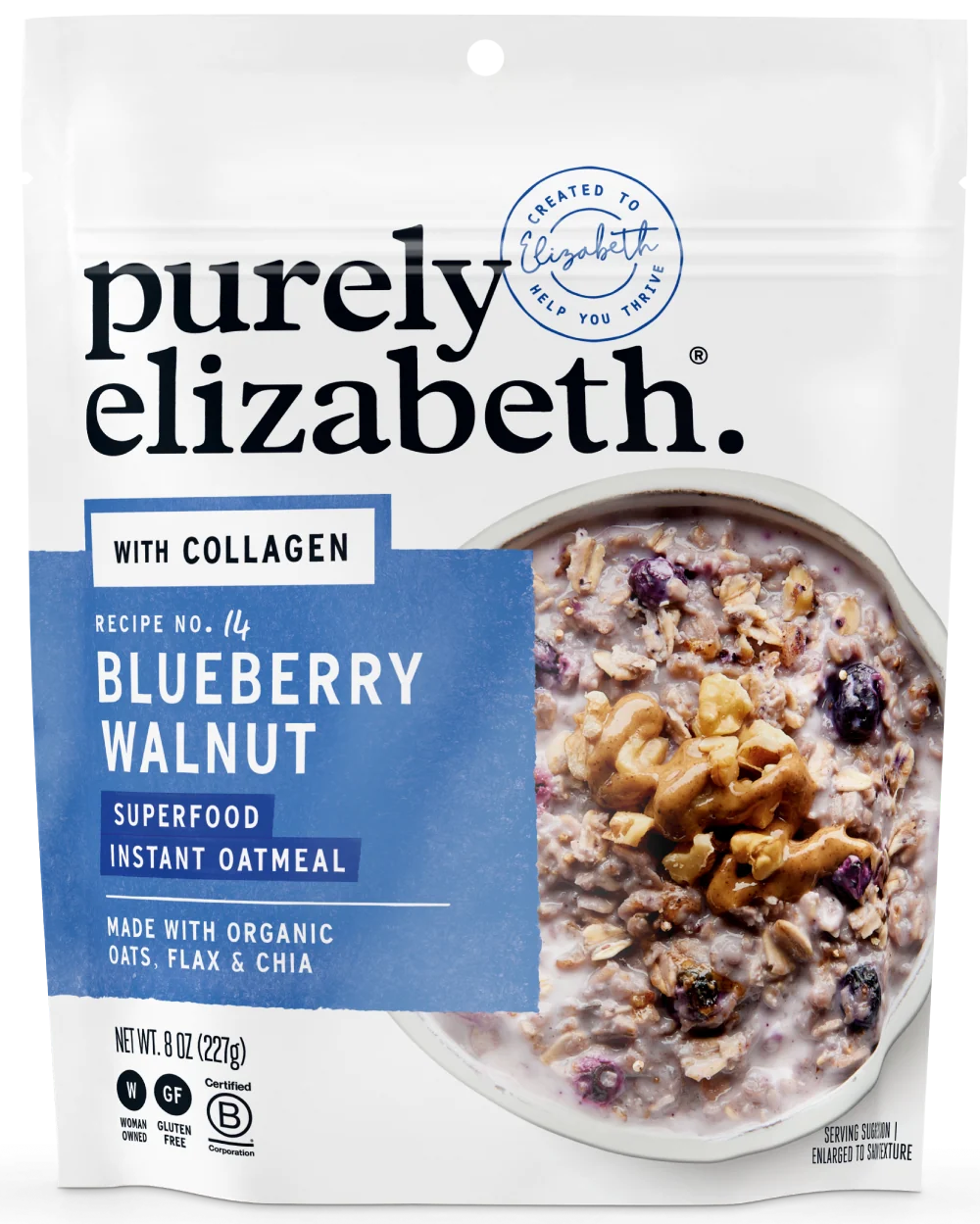 Blueberry Walnut Superfood Oatmeal Pouch with Collagen