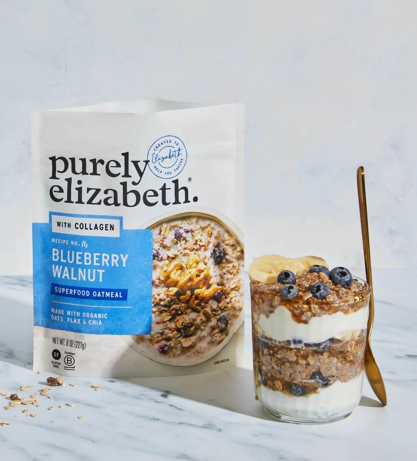 Blueberry Walnut Superfood Oatmeal Pouch with Collagen