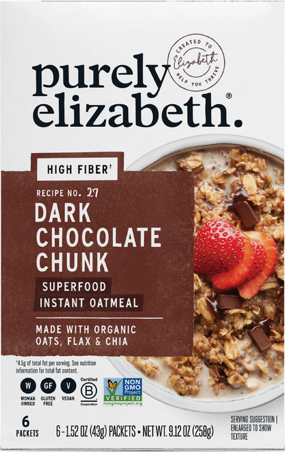 Dark Chocolate Chunk Superfood Oatmeal Multipack with Prebiotic Fiber